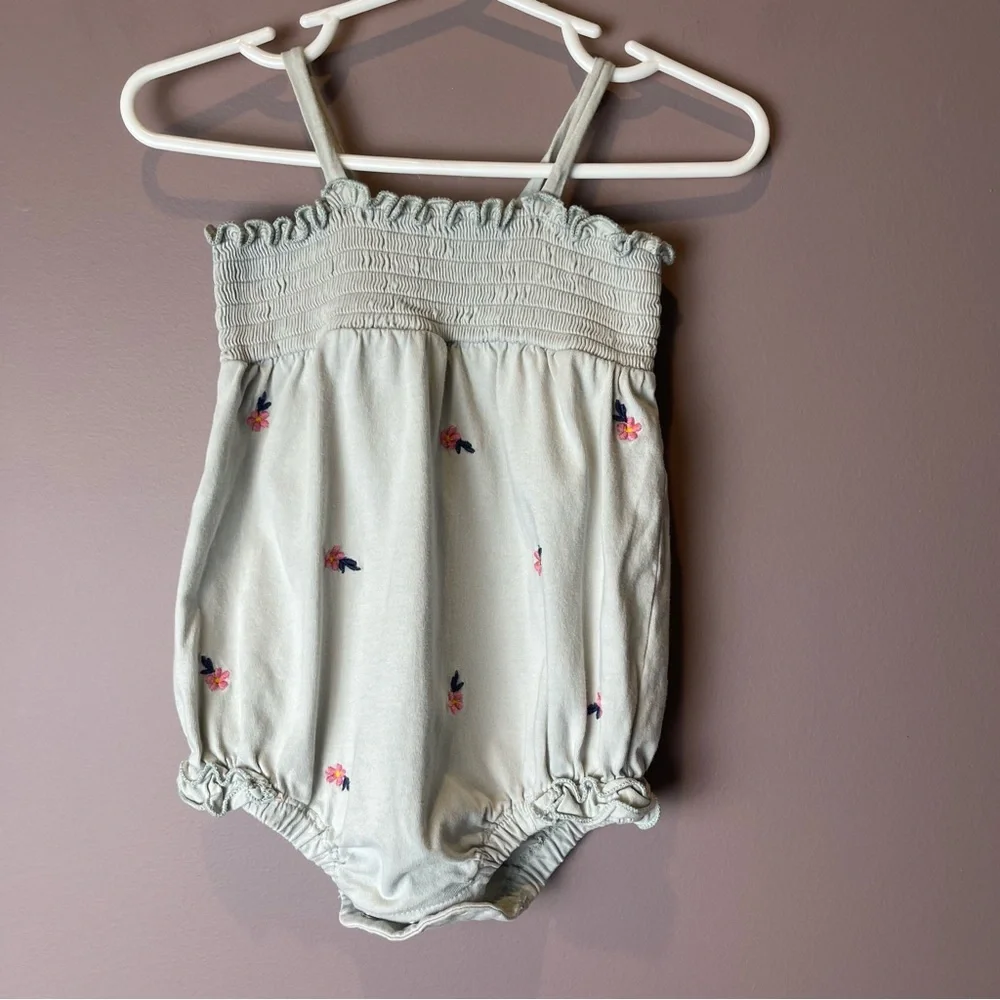 Nordstrom Baby Smocked Romper Embroidered Floral 6M